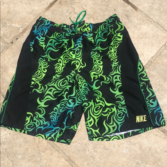 Nike Other - Nike Green Flames Swim Trunks with Liner